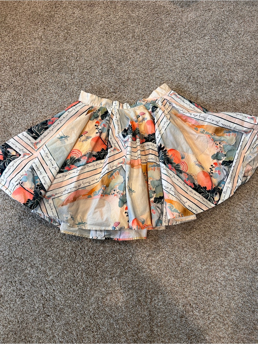 H&M 100% Cotton Graphic Statement Bell Skater Skirt. France. Beachy. Vacation. - Picture 4 of 11